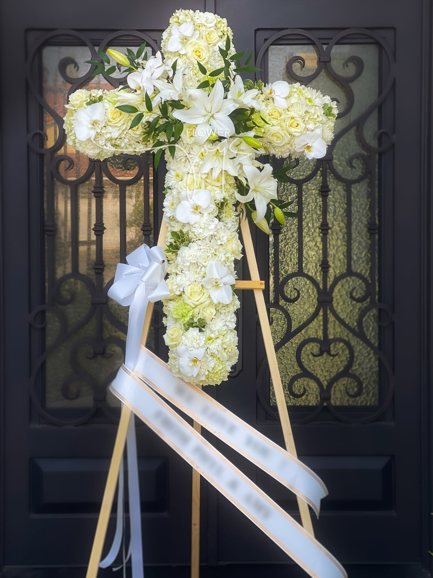 Cross-Funeral Standing Spray - The price will vary depending on the style you choose.